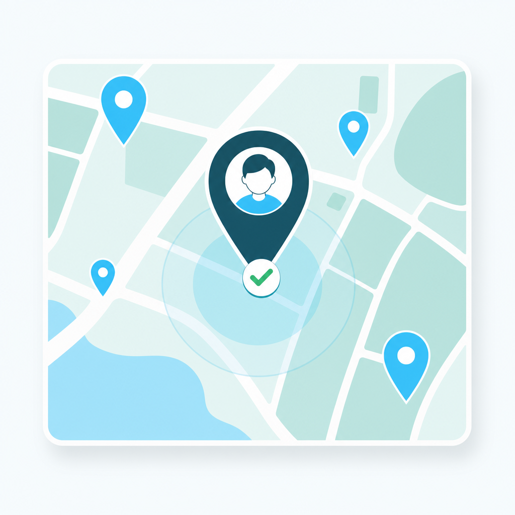 A map with location pins marking where students have checked in for attendance